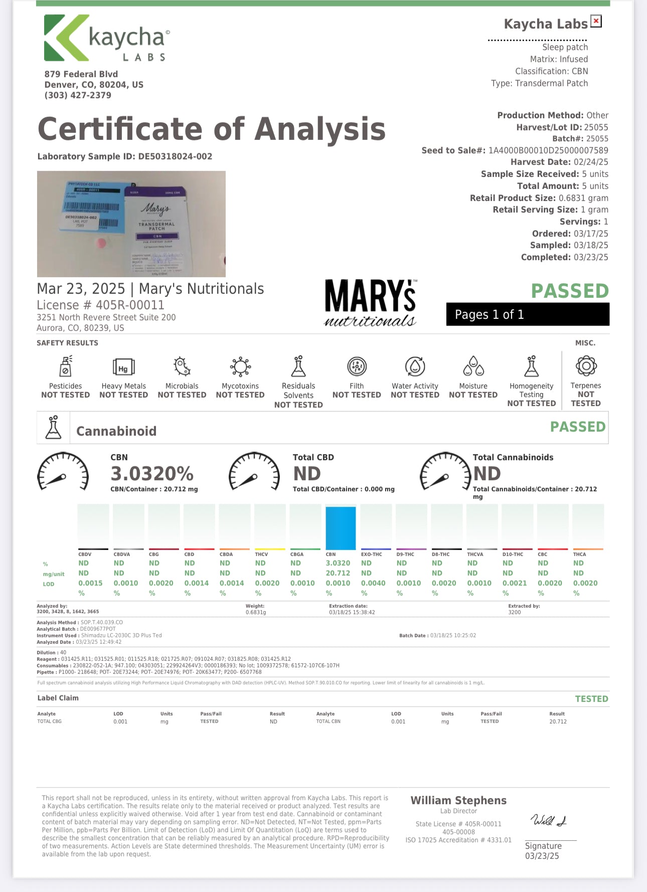 Mary's Methods: Sleep (CBN) Transdermal Patch Multi-Pack (Coming soon…)