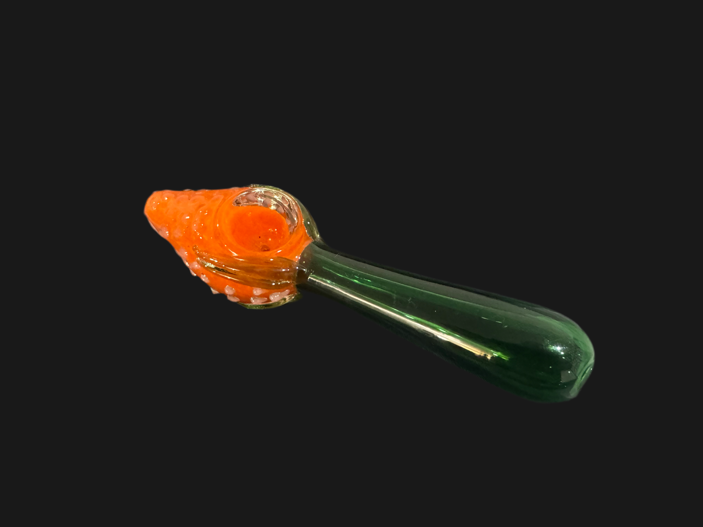 Green, Orange Glass Hand Pipe