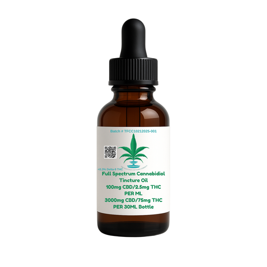 TFCC- Full Spectrum 40:1 Cannabidiol (CBD) Dominant Tincture Oil (Cherry flavored): 100mg CBD/2.5mg THC per ML— 15ML & 30ML Bottles