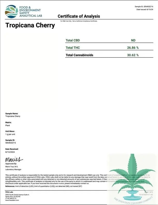 THCa Flower: Trop Cherry (Sativa), 30.57% THCa