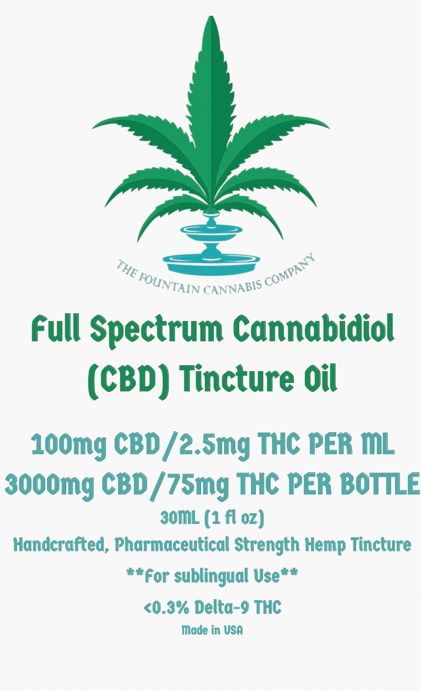 TFCC- Full Spectrum 40:1 Cannabidiol (CBD) Dominant Tincture Oil (Cherry flavored): 100mg CBD/2.5mg THC per ML— 15ML & 30ML Bottles