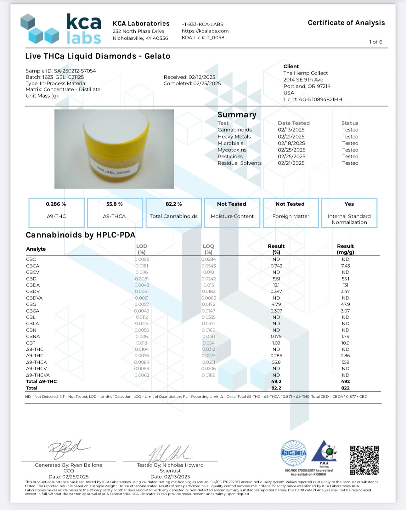 Modern Herb Co.- THCa Vape Cartridge Live Resin Liquid Diamonds: Gelato (Hybrid)