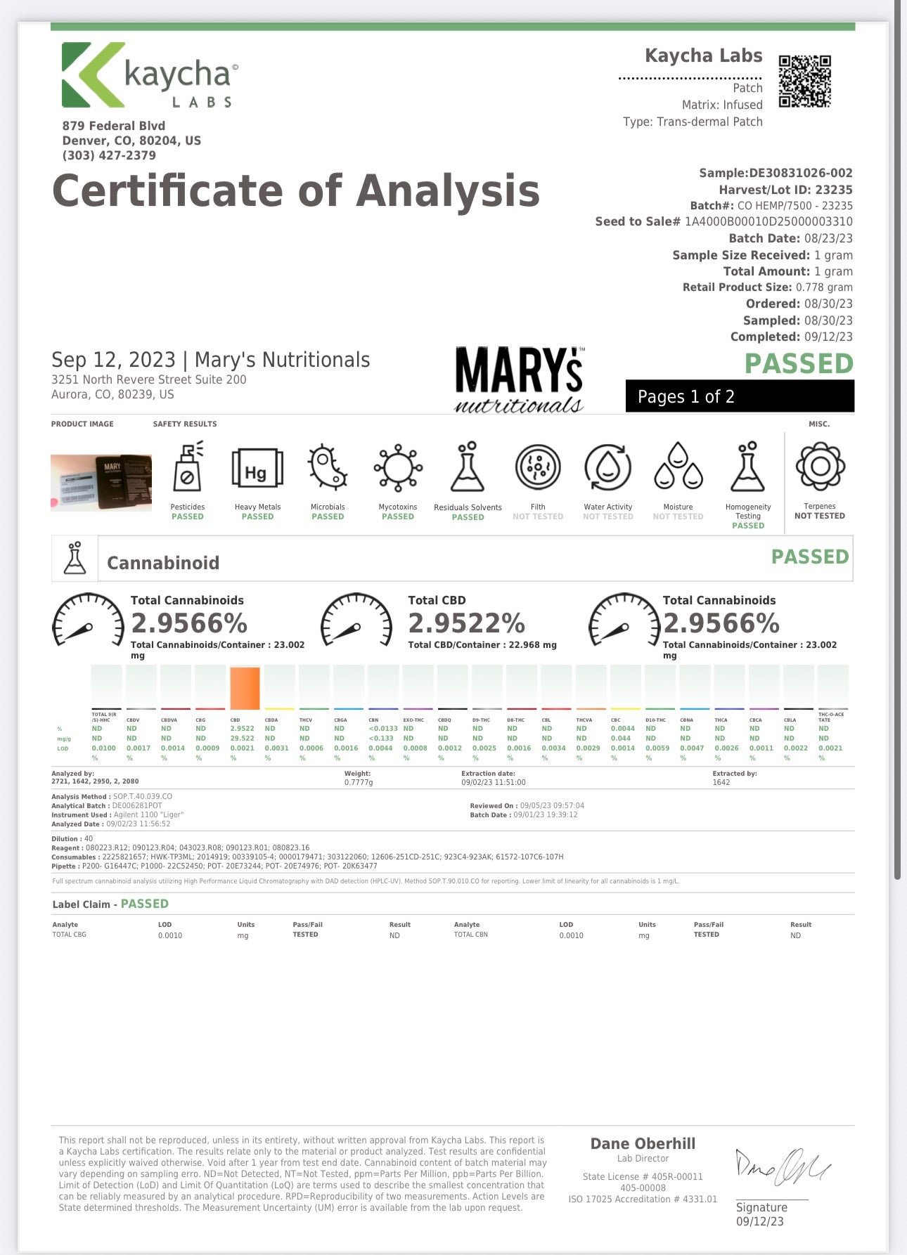 Mary's Methods: Restore (CBD) Transdermal Patch Multi-Pack (Coming soon…)
