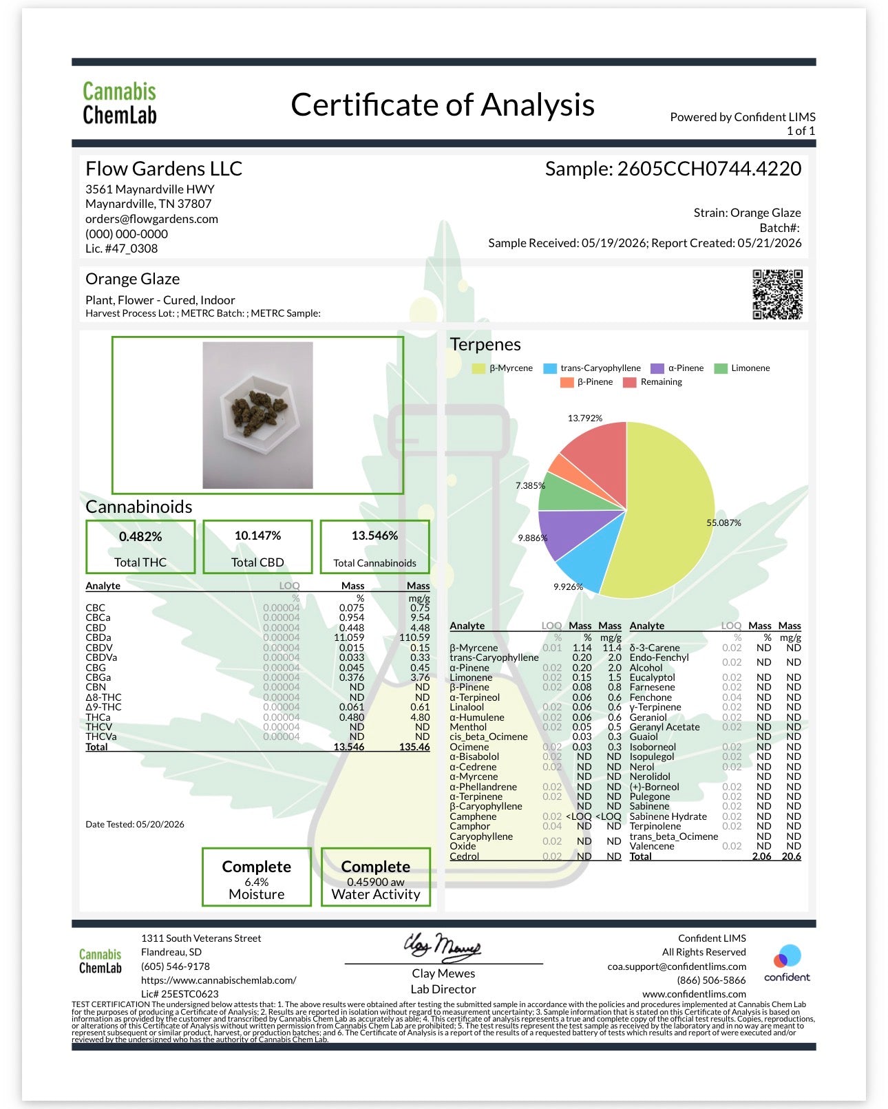 Orange Glaze (Indica) (Type 3), 11.059% CBDa/0.480% THCa, (<0.3% Delta-9 THC) (Coming Soon…)