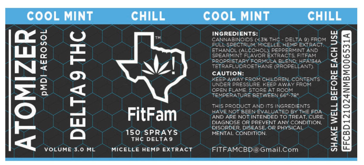 FitFam THC Inhaler (150 Sprays) [0.2865% Delta-9 THC- <0.3% Delta-9 THC]