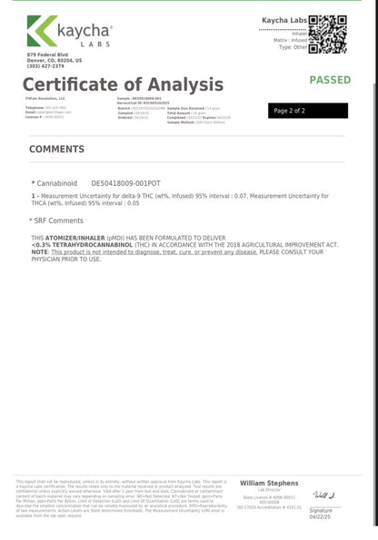 FitFam THC Inhaler (150 Sprays) [0.2865% Delta-9 THC- <0.3% Delta-9 THC]