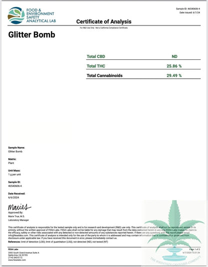 Glitter Bomb (Indica), 29.46% THCA