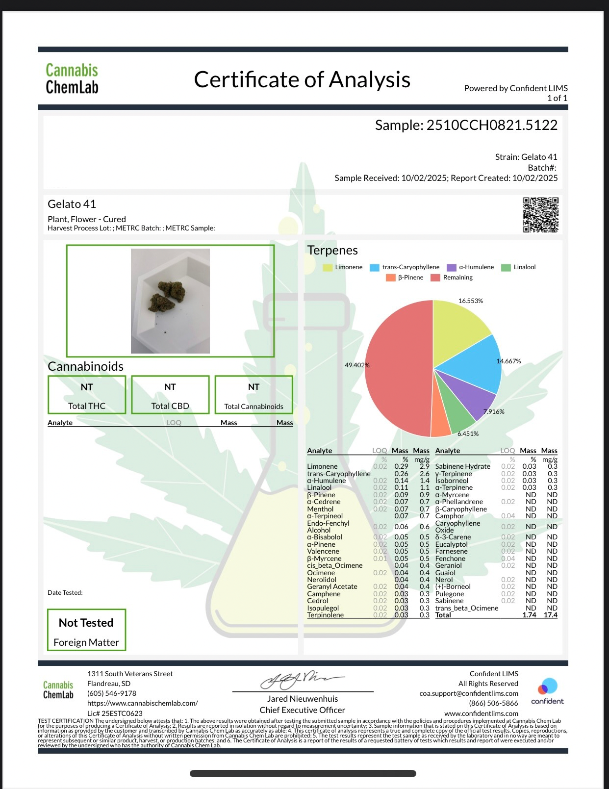 Gelato 41 [Hydro] (Hybrid), 27.046% THCa (<0.3% Delta-9 THC)