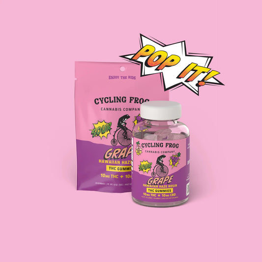Cycling Frog Cannabis Company: Super Sour Grape x Hawaiian Haze Rosin Gummies, 10mg THC + 10mg CBD (Coming Soon…)