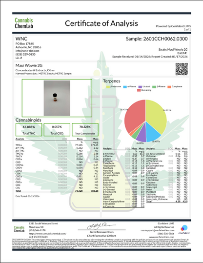 WNC-CBD: THCa Live Resin Disposable Vape 2g