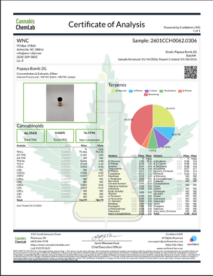 WNC-CBD: THCa Live Resin Disposable Vape 2g